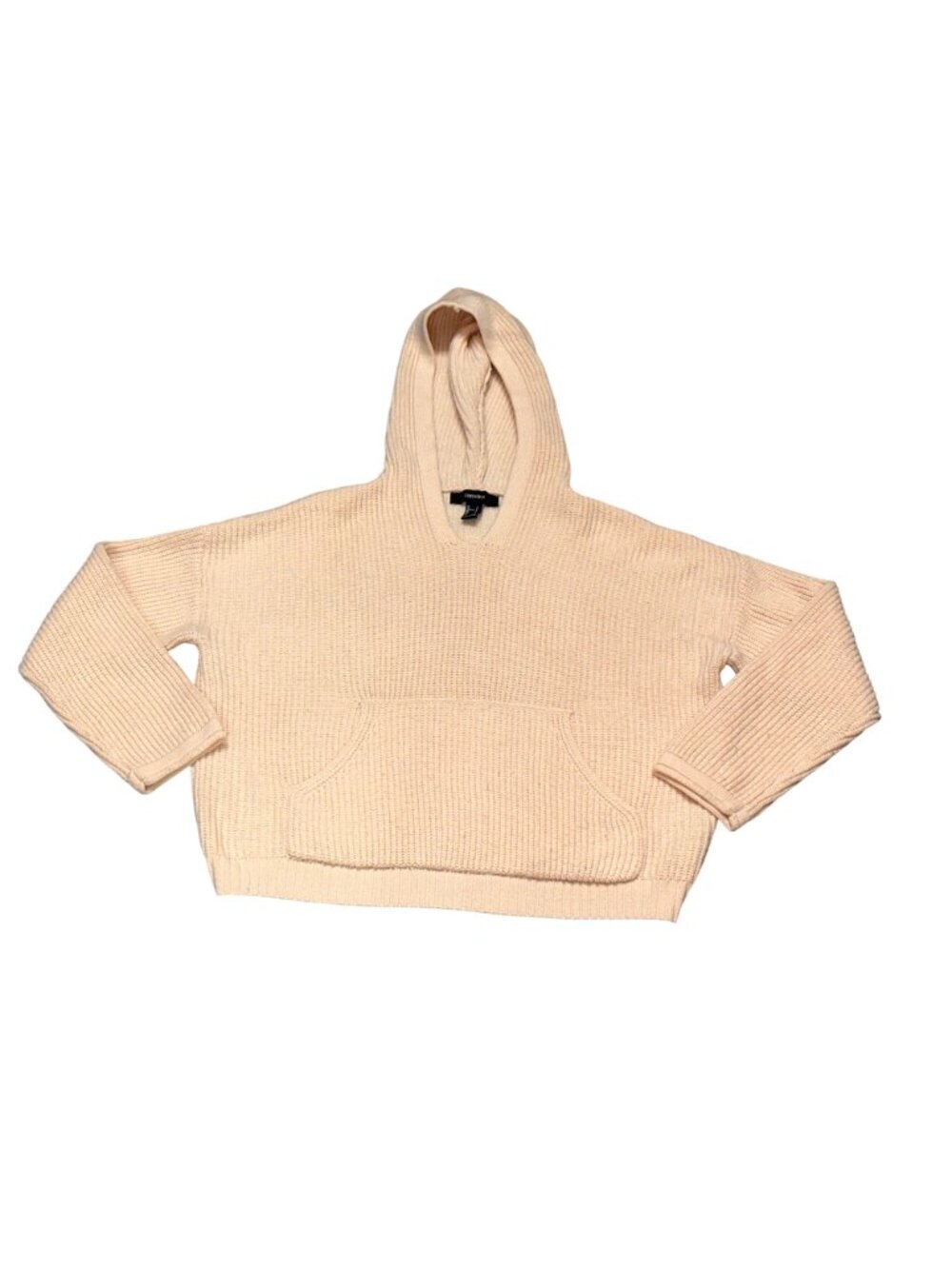 Forever 21 Size Small Light Pink Hoodie Waffle Knit Texture Cozy Lounge Day Vibe - Picture 10 of 12
